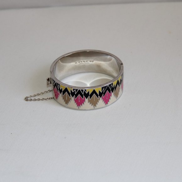 Coach Hawk Feather Enamel Hinged Bangle - Picture 11 of 11